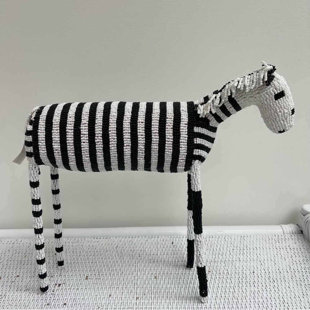 MONKEYBIZ Handcrafted Black and White Zebra Art Piece